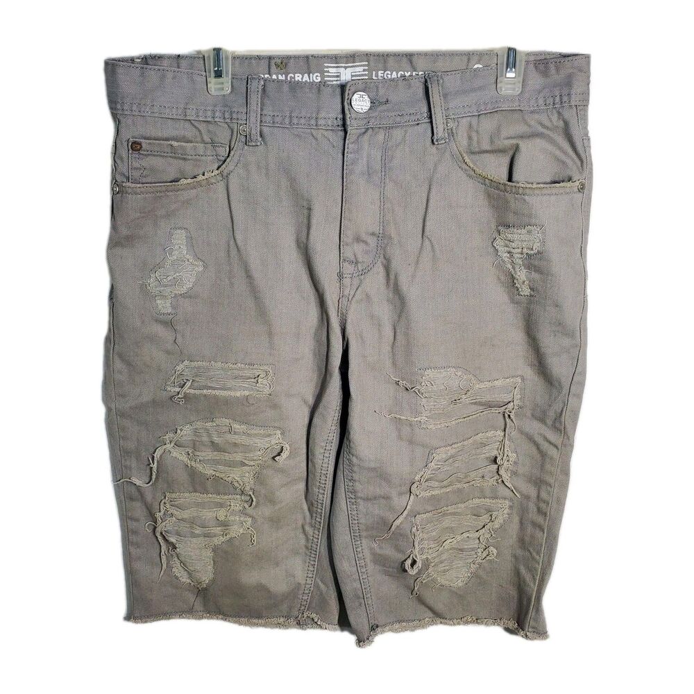 Jordan Craig Legacy Edition Shorts 32 Gry Denim Distressed Artesian Work Pants